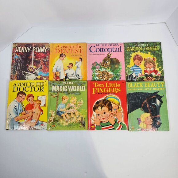 Vintage Wonder Books Lot of 8 Henny Penny Black Beauty Peter Cottontail 1950s - Picture 1 of 16